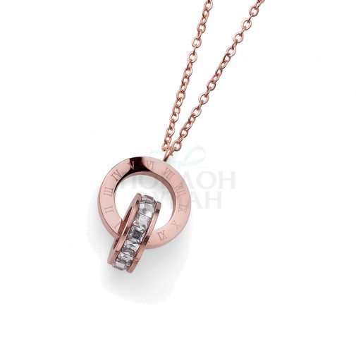 Ženski Oliver Weber Timeless Rosegold Steel Roze Zlatni Lančić Sa Swarovski Kristalnim Priveskom