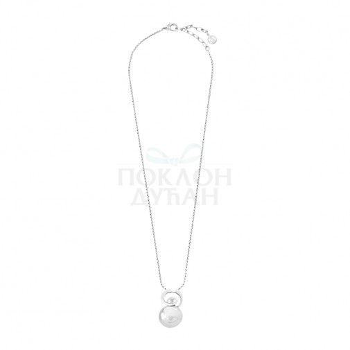 Ženski Majorica Espiral Srebrni Lančić Sa Belim Bisernim Priveskom 18  mm