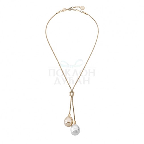 Ženski Majorica Tender Gold Srebrni Lančić Sa  Belim, Šampanj Bisernim Priveskom 14 mm