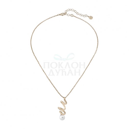 Ženski Majorica Cotillon Gold Srebrni Lančić Sa Belim Bisernim Priveskom 10 mm