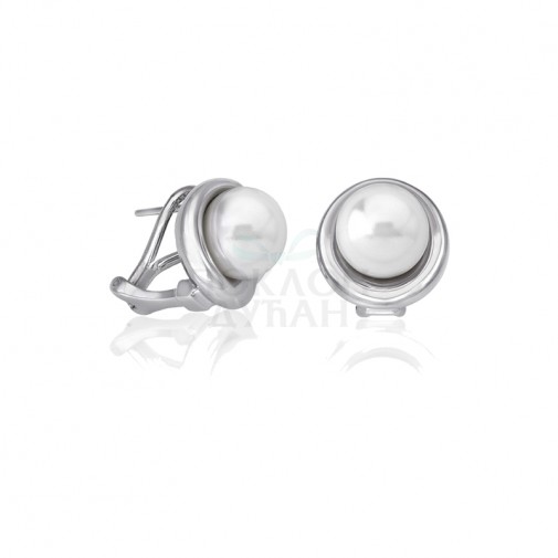 Ženske Majorica Margot Button Bele Gold Srebrne Mindjuše  10 mm