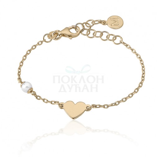 Ženska Majorica Pure Love Gold Srebrna Biserna Narukvica 4 mm