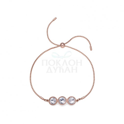 Ženska Oliver Weber Joy STE Rosegold Crystal Roze Zlatna Narukvica Sa Swarovski Belim Kristalom