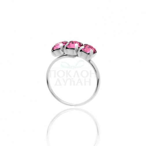 Ženski Victoria Cruz Celine Tree Minis Rose Prsten Sa Swarovski Roze Kristalom