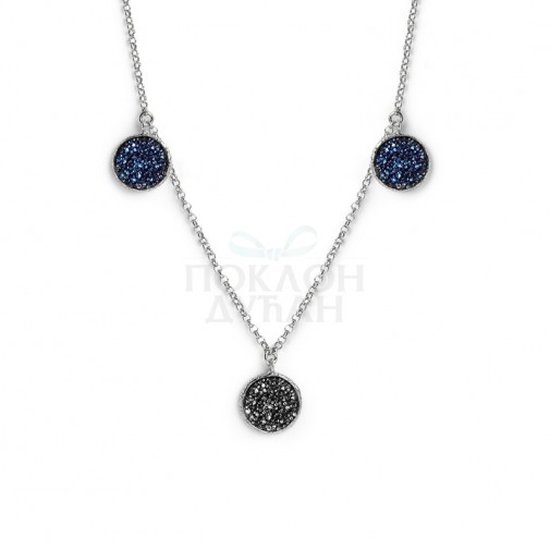 Ženski Victoria Cruz Chiss Crystal Lančić Sa Swarovski Plavim I Crnim Kristalima