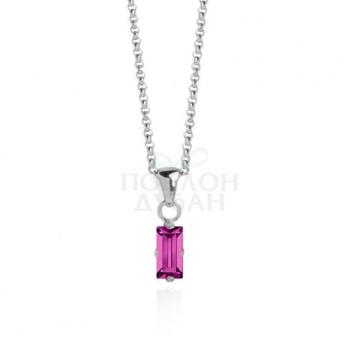 Ženski Victoria Cruz Macedonia Simple Fuchsia Lančić Sa Swarovski Ljubičastim Kristalom