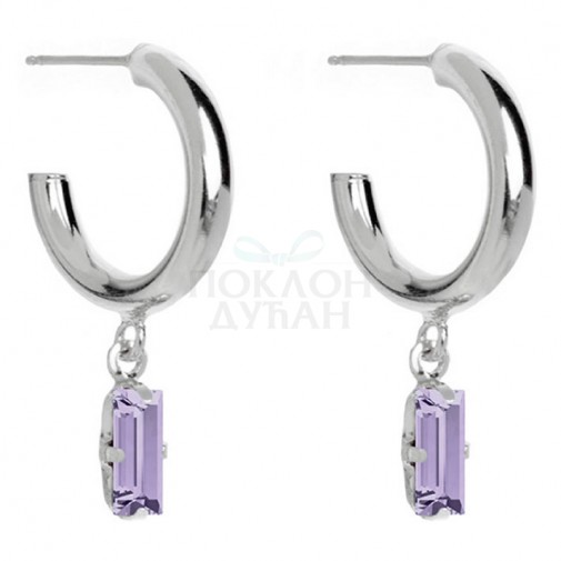 ŽENSKE VICTORIA CRUZ MACEDONIA HOOP VIOLET MINDJUŠE SA SWAROVSKI LJUBIČASTIM KRISTALOM