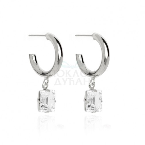 Ženske Victoria Cruz Macedonia Hoop Crystal Mindjuše Sa Swarovski Belim Kristalom