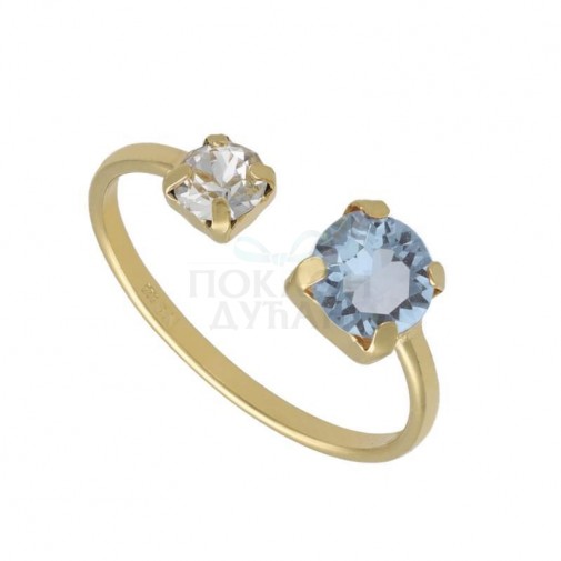 ŽENSKI VICTORIA CRUZ JASMINE AQUAMARINE GOLD PRSTEN SA SWAROVSKI KRISTALIMA