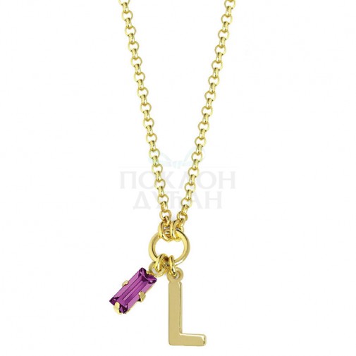 ŽENSKI VICTORIA CRUZ ABECE FUCHSIA GOLD LANČIĆ SA SWAROVSKI ROZE KRISTALOM