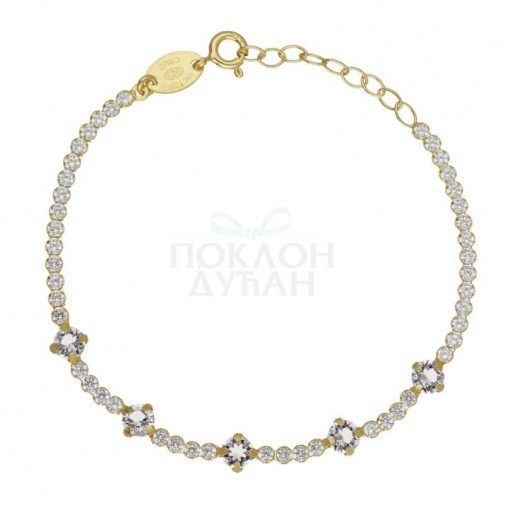 ŽENSKA VICTORIA CRUZ HALO CRYSTAL GOLD NARUKVICA SA SWAROVSKI KRISTALIMA