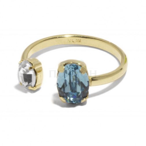 ŽENSKI VICTORIA CRUZ GEMMA AQUAMARINE GOLD PRSTEN SA SWAROVSKI KRISTALIMA