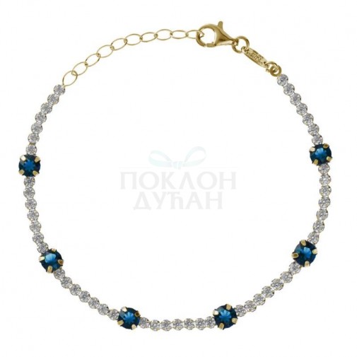 ŽENSKA VICTORIA CRUZ SHINE SAPPHIRE GOLD NARUKVICA SA SWAROVSKI KRISTALIMA