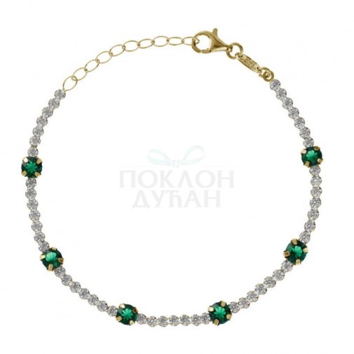 ŽENSKA VICTORIA CRUZ SHINE EMERALD GOLD NARUKVICA SA SWAROVSKI KRISTALIMA