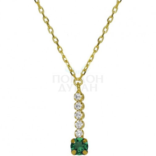 ŽENSKA VICTORIA CRUZ SHINE EMERALD GOLD OGRLICA SA SWAROVSKI KRISTALIMA