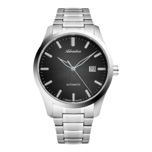 Muški Adriatica Automatic Safir Crni Srebrni Sportsko Elegantni Ručni Sat Sa Srebrnim Metalnim Kaišem