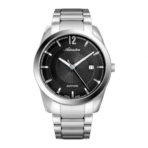Muški Adriatica Premiere Safir Srebrni Crni Sportsko Elegantni Ručni Sat Sa Srebrnim Metalnim Kaišem