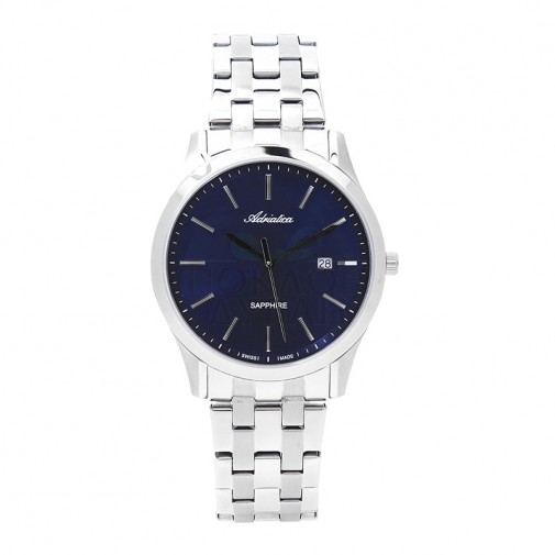 Muški Adriatica Premiere Safir Srebrni Plavi Sportsko Elegantni Ručni Sat Sa Srebrnim Metalnim Kaišem