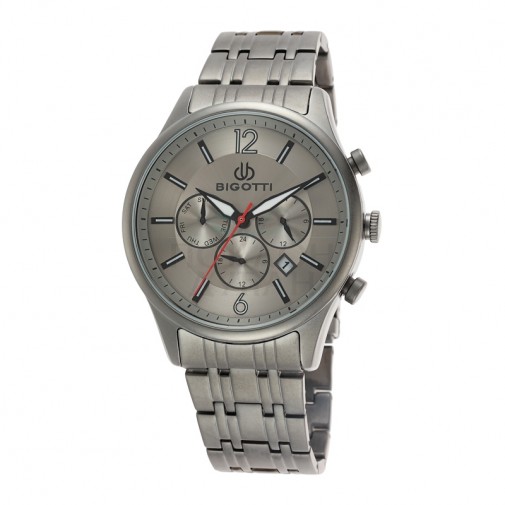 Muški Bigotti Multifunction Sivo Sportsko Elegantni Ručni Sat Sa Sivim Metalnom Narukvicom