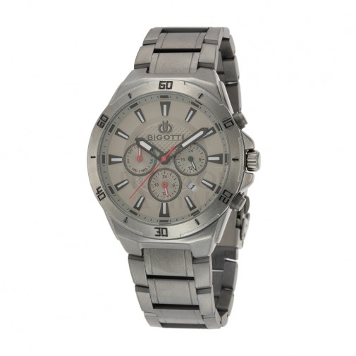 Muški Bigotti Multifunction Sivi Sportski Ručni Sat Sa Sivom Metalnom Narukvicom