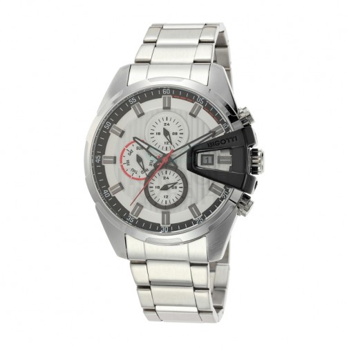 Muški Bigotti Multifunction Beli Srebrni Sportski Ručni Sat Sa Metalnom Narukvicom