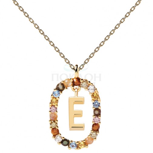 ŽENSKA PD PAOLA LETTER E ZLATNA OGRLICA SA POZLATOM 18k