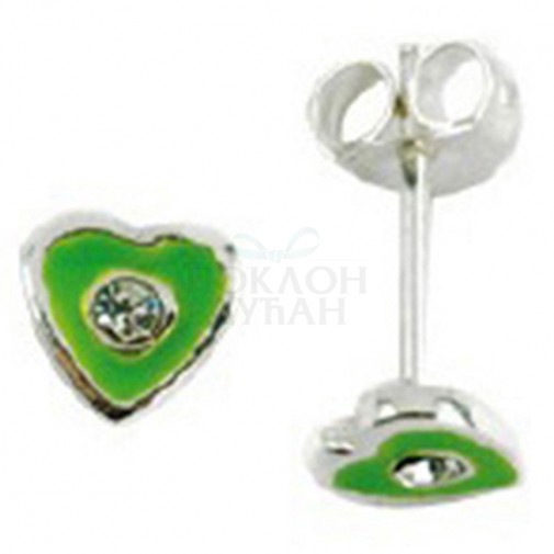 Dečje Amore Baci Junior Zeleno Srce srebrne mindjuše 