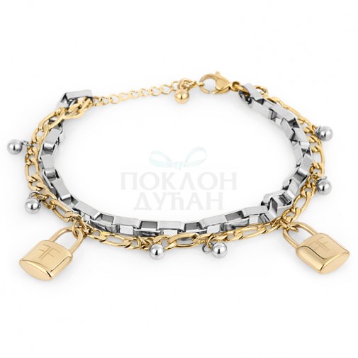 ŽENSKA FREELOOK SREBRNA ZLATNA NARUKVICA OD HIRURŠKOG ČELIKA