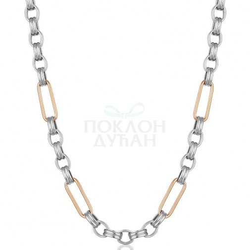 ŽENSKA FREELOOK SREBRNA ROZE ZLATNA OGRLICA OD HIRURŠKOG ČELIKA