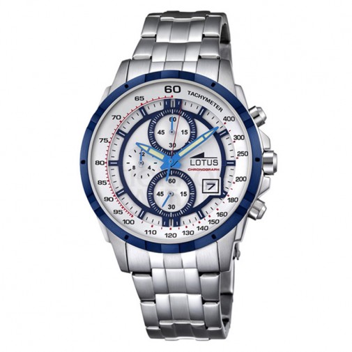Muški Lotus Chrono Belo Plavi Sportski ručni sat sa brzinometrom