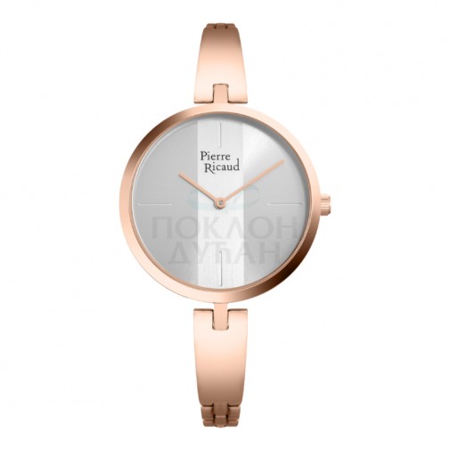 Ženski Pierre Ricaud Quartz Sivi Roze Zlatni Elegantni Ručni Sat Sa Roze Zlatnim Metalnim Kaišem