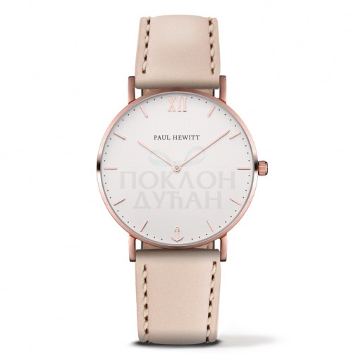 Paul Hewitt Sailor Line Beli Roze Zlatni ručni sat sa bež kožnim kaišem