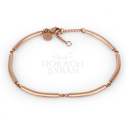 ŽENSKA SANTA BARBARA POLO ROZE ZLATNA NARUKVICA OD HIRURŠKOG ČELIKA