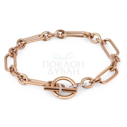 ŽENSKA SANTA BARBARA POLO ROZE ZLATNA NARUKVICA OD HIRURŠKOG ČELIKA