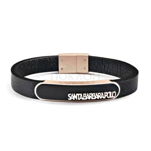 Muška Polo Santa Barbara Crna Roze Zlatna Kožna Narukvica Sa Magnetnom Kopčom Od Hirurškog Čelika