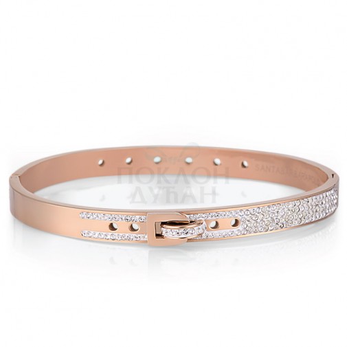 ŽENSKA SANTA BARBARA POLO ROZE ZLATNA NARUKVICA OD HIRURŠKOG ČELIKA