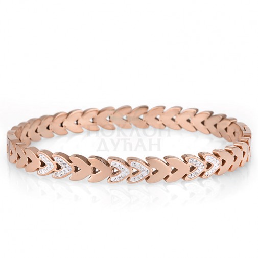 ŽENSKA SANTA BARBARA POLO ROZE ZLATNA NARUKVICA OD HIRURŠKOG ČELIKA