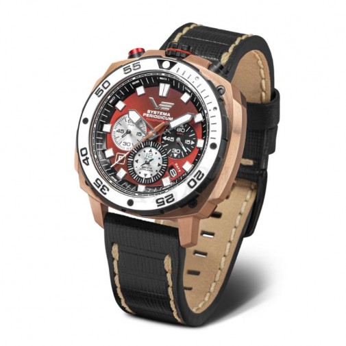 MUŠKI VOSTOK EUROPE SYSTEMA PERIODICUM PHOSPHORUS BRAON ROZE ZLATNI SPORTSKO ELEGANTNI RUČNI SAT SA CRNIM KOŽNIM KAIŠEM