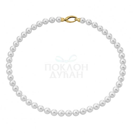 Ženska Majorica Lyra Bela Biserna Gold srebrna Ogrlica 7 mm