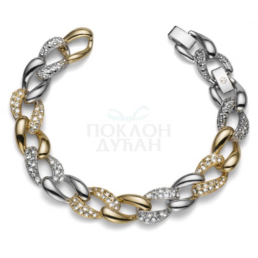 Ženska Oliver Weber Rank Gold Crystal Zlatna narukvica sa swarovski belim kristalom