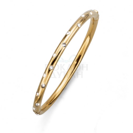 Ženska Oliver Weber Next Gold Crystal Zlatna narukvica sa swarovski belim kristalom