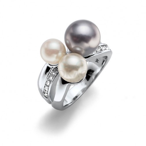 &#381;enski Oliver Weber Basic Pearl Crystal Prsten Sa Sivom Swarovski Perlom 55 mm