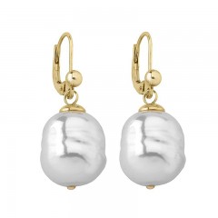 Ženske Majorica Baroque Bele Biserne Gold Srebrne Viseće Minđuše 12 mm