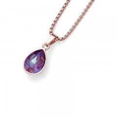 Ženski Oliver Weber Delite Rosegold Burgundy Roze Zlatni Lančić Sa Ljubičastim Swarovski Kristalnim Priveskom