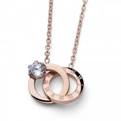 Ženski Oliver Weber Estar Steel RoseGold  Lančić Sa Swarovski Roze Zlatnim Belim Kristalnim Priveskom