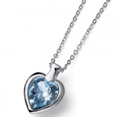 ŽENSKI OLIVER WEBER HEART SMALL AQUA LANČIĆ SA SWAROVSKI PLAVIM KRISTALNIM PRIVESKOM
