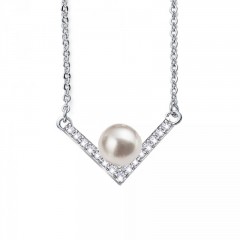 Ženski Oliver Weber Point Pearl Crystal Lančić Sa Belim Swarovski Perla Priveskom