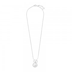 Ženski Majorica Espiral Srebrni Lančić Sa Belim Bisernim Priveskom 18  mm