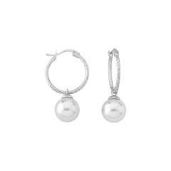 Ženske Majorica Anneau Bele Biserne Srebrne Viseće Mindjuše 8 mm