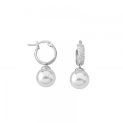 Ženske Majorica Anneau Bele Biserne Srebrne Viseće Minđuše 10 mm